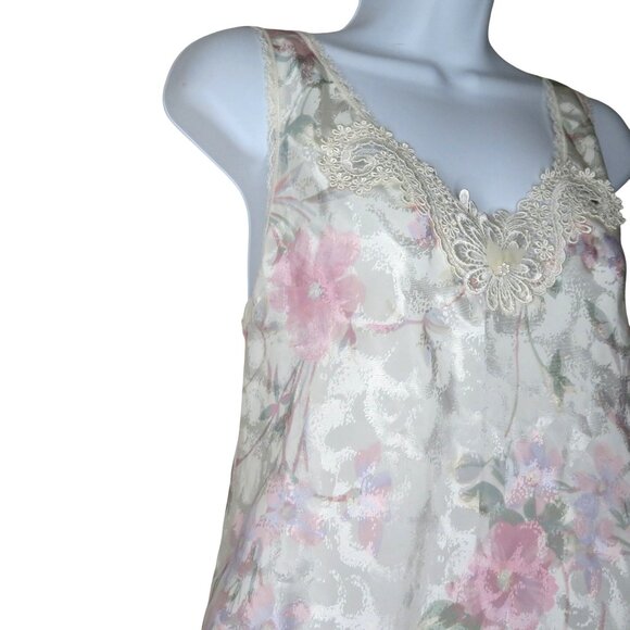New Vintage 70s Lucie Ann II Floral Print Tank Top Camisole S Lace Trim USA Made - Picture 5 of 14